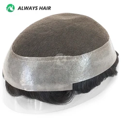 Australia parrucchino capelli uomo parrucca 16x24CM 20x25CM morbido pizzo francese e PU 6