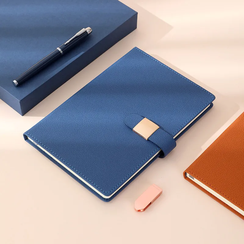 Notebook Set Gift With Pen/U Disk Student Diary, Journal Stationery,Business NotePad, Leather Cover,A5 Ring PU Clip-on Leather