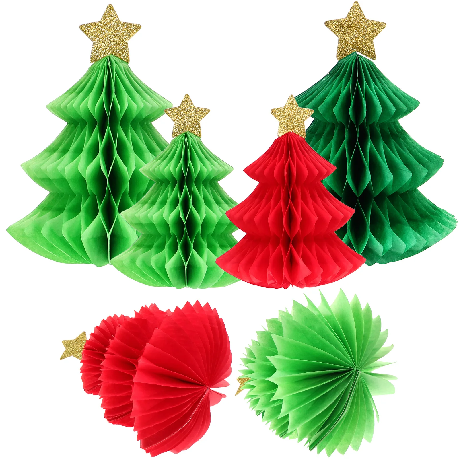 6 Pcs Christmas Tree Decoration Beautiful Centerpieces Desktop Honeycomb Decorations Generous Paper