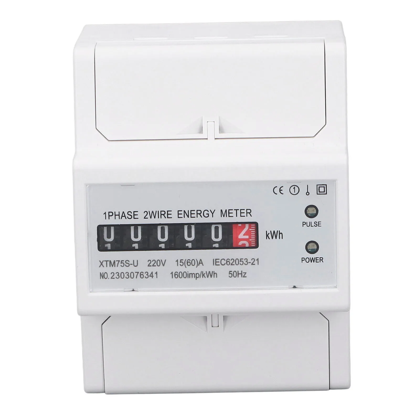 DC220V Single Phase Energy Meter Digital Display 4P 35mm Rail Mount Electricity Power Meter