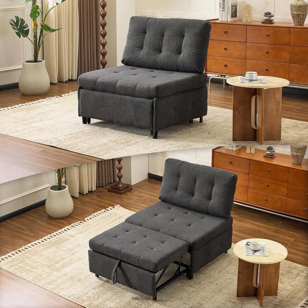 

Adjustable Backrest Sleeper Chair Bed for Living Room, Ideal for Small Spaces