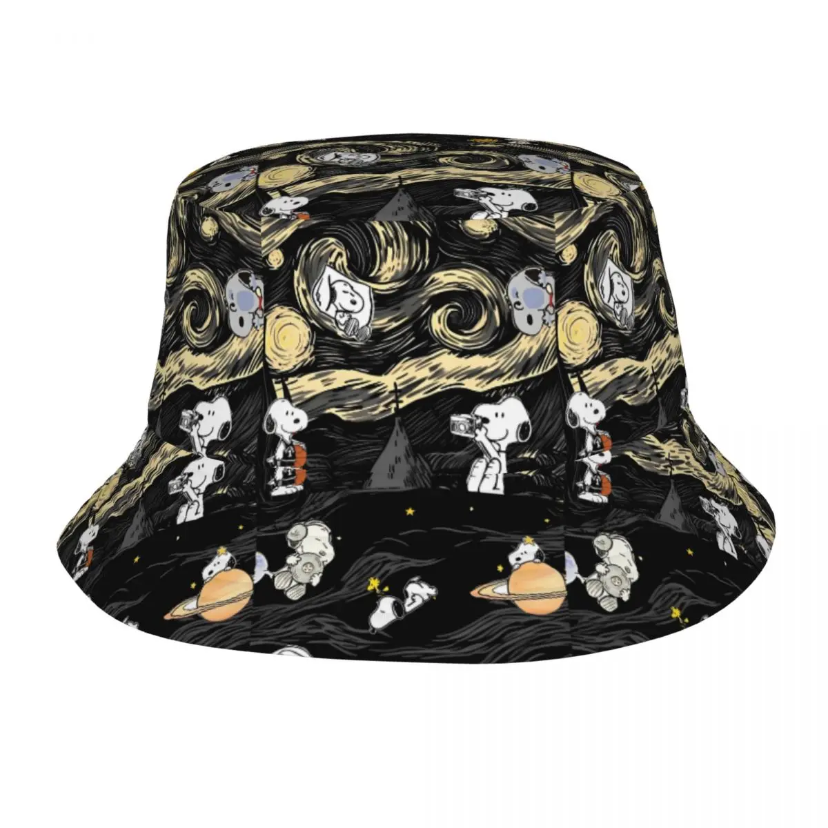 

Travel Headwear Snoopy Starry Sky Merch Bucket Hats Casual Unisex Hot Sun Hats Cartoon Bob Foldable Fishing Hat Outdoor Sports