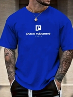 Summer Men's Letter Fashion Printed T-shirt Comfortable, Breathable, Casual Round Neck Short Sleeve