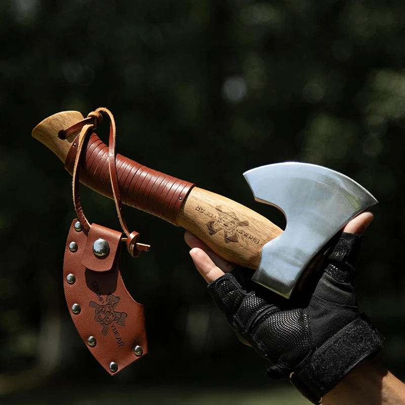 Viking Nieman axe, forged from 65 high manganese steel, woodworking tools, chopping wood, outdoor mountaineering hand axe