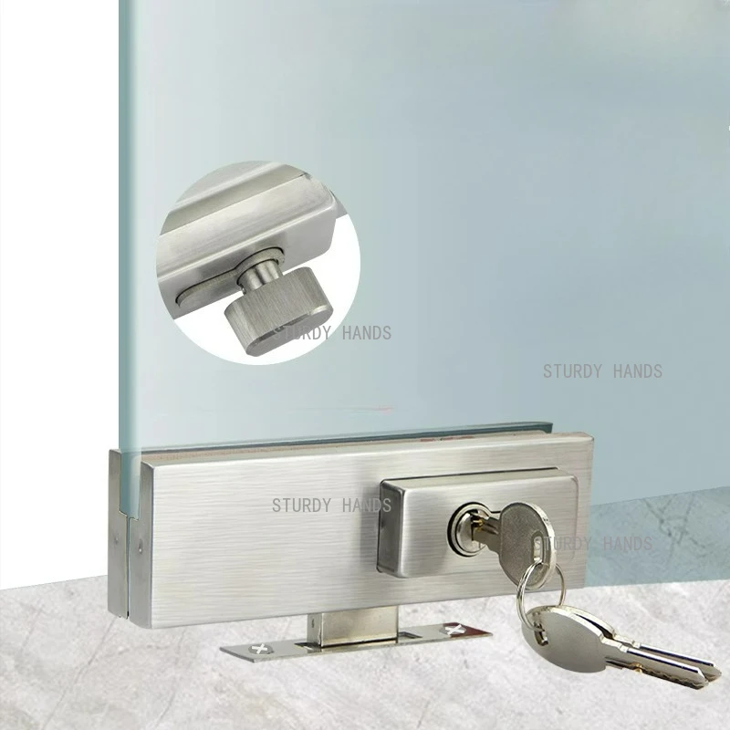 1 Set Stainless Steel Glass Door Locks Office Floor Spring Both Inside and Outside Opening Locks Suitable for 12mm Thick Glass