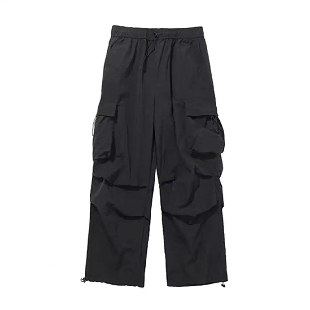 

Functional Workwear Trousers Stylish Men's Cargo Pants with Multiple Pockets Loose Fit Elastic Waist Trendy Streetwear for Hip