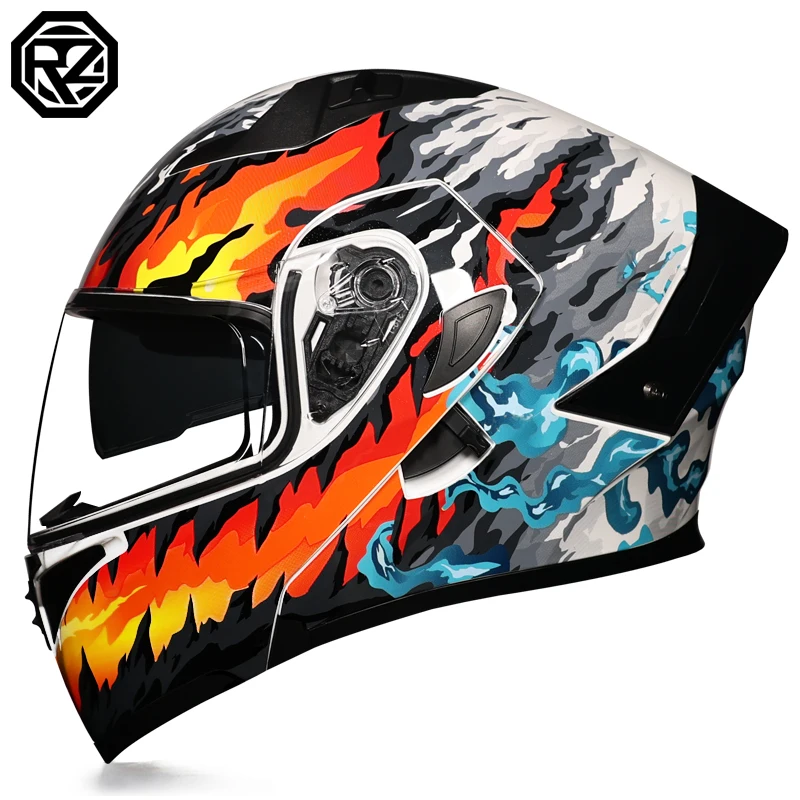 Orz-992-Motorcycle helmet, men's and women's open face helmet, dual mirror motorcycle, four season personalized tail wing