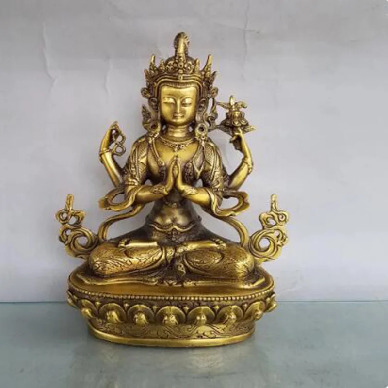 Brass green Tara Buddha statue Bronze green Tara Tantric Guanyin Bodhisattva offering household ornaments