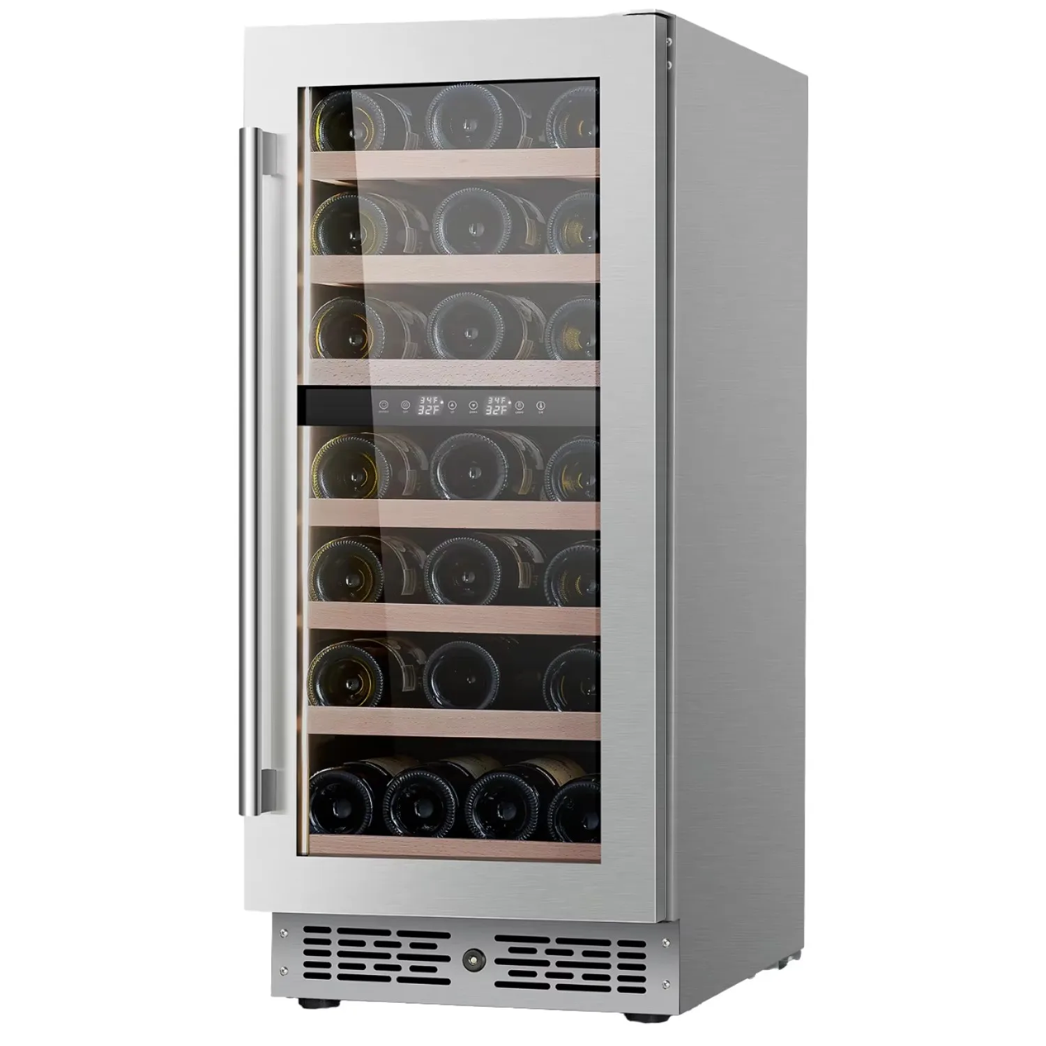 Electric Stainless Steel Shelves Built-in 23 Bottle Wine Cellar Compressor Cooler Dual Zone Hotel Wine Bar Refrigerator 96L
