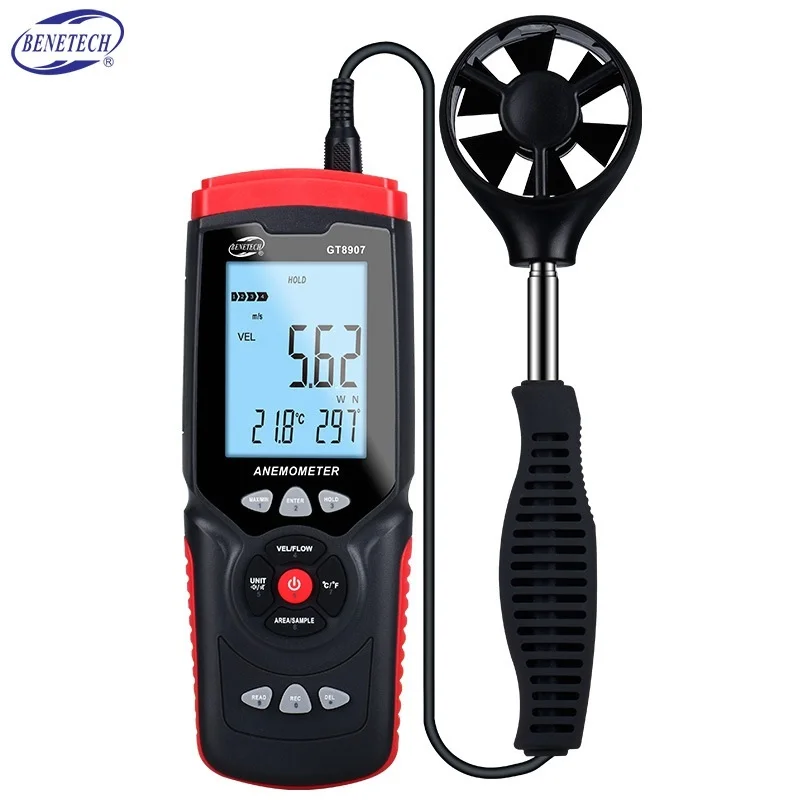 Digital Anemometer GT8907 Wind Speed Meter for Current Wind Speed Temperature Humidity Air Volume Wind Flow Direction Angle Data