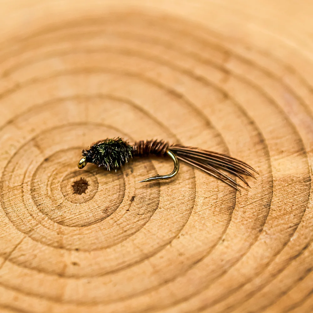 Toprank-Appâts de pêche à la mouche et à la truite, leurres de pêche à la nymphe et à la mouche, queue de faisan naturelle brune, appâts à coulée rapide, 12 pièces/ensemble