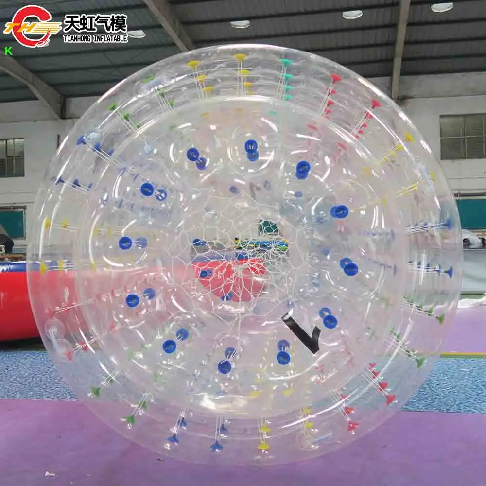 Szybka wysyłka lotnicza Kolorowe kropki Nadmuchiwany roller wodny do basenu Park wodny Nadmuchiwane zabawki do rolania dla ludzi na sprzedaż