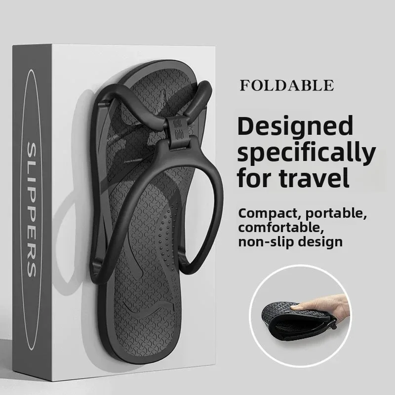 1 Pair Foldable Travel Slippers Unisex EVA Flip Flops Hotel Non Slip Bathroom Indoor Outdoor Portable Lightweight Comfortable
