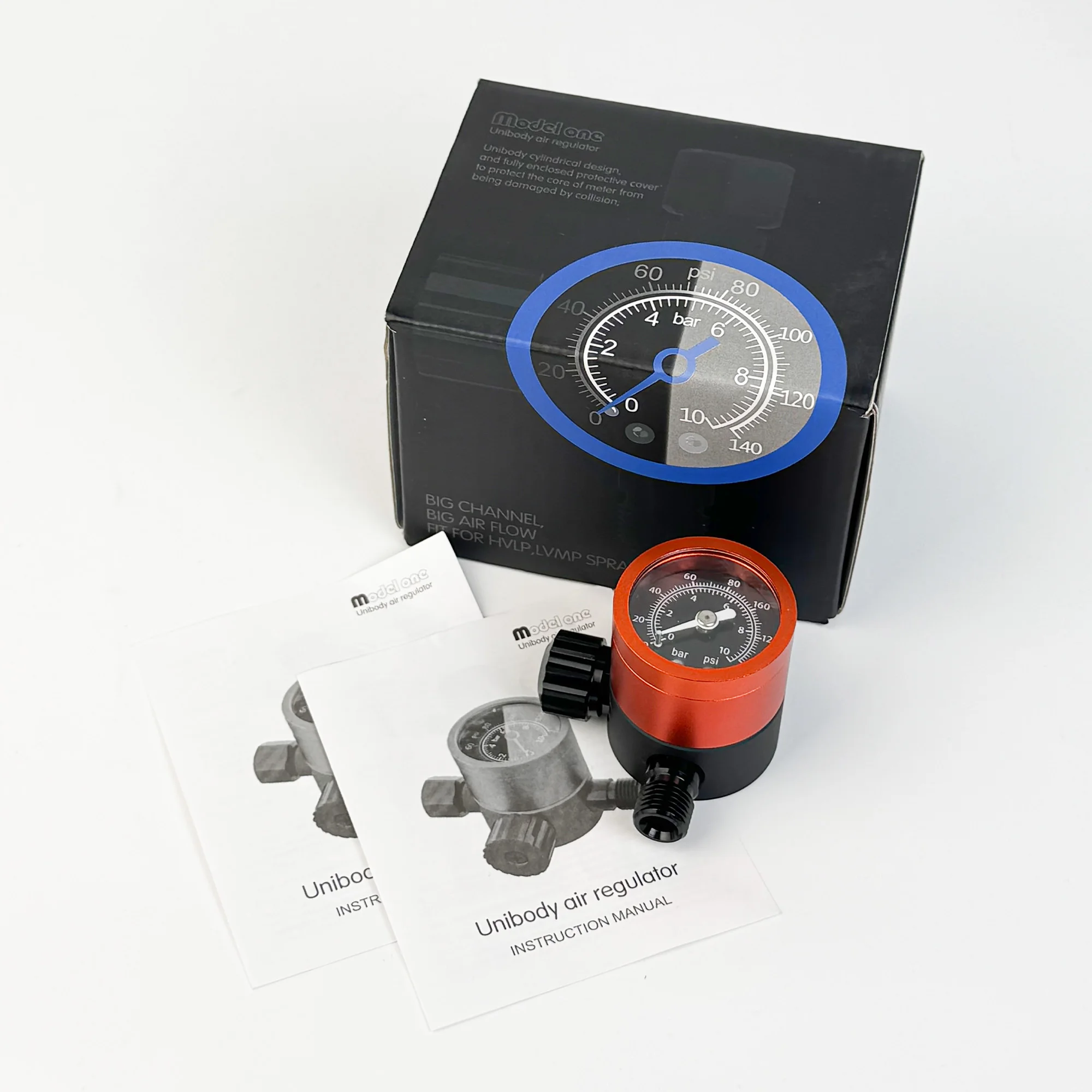 PORPHIS Air Pressure Regulator Gauge Spray Gun Pneumatic Stable Airflow CE Certified Anodized Aluminum Anti-Explosion Safety