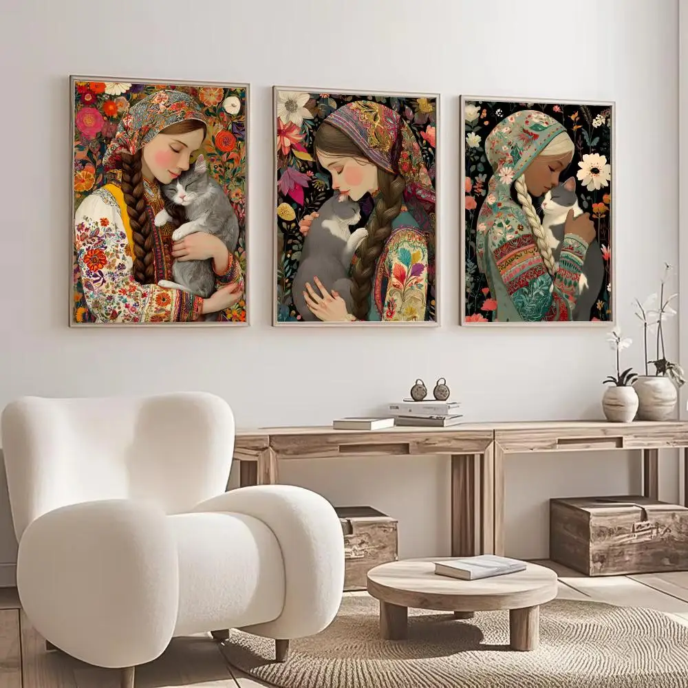 Cats in art and all profile Poster Wall Art Print, Aesthetic Room Decor, Modern Home Decor, Removable Print