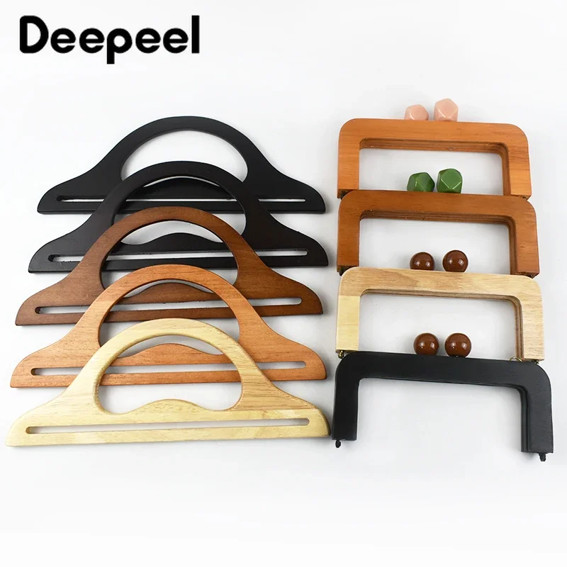 1Pc Deepeel Fashion Solid Wood Bags Handles Bag Closure Sewing Brackets Kiss Clasp DIY Handmade Luggage Hardware Accessories