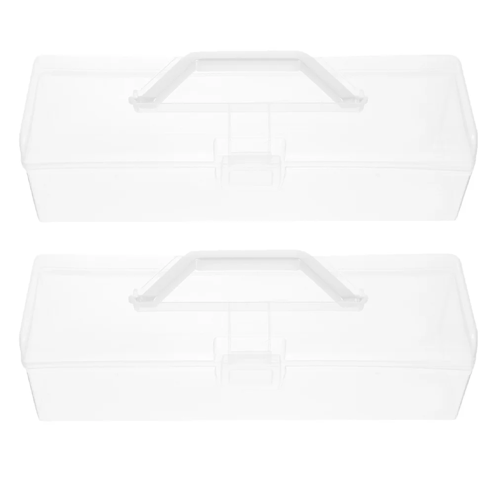 2 قطعة قلم رصاص شفاف محمول سعة كبيرة صندوق تخزين للفن الحرفية لوازم منظم الفصول الدراسية صندوق أدوات مكتبية شفافة #1
