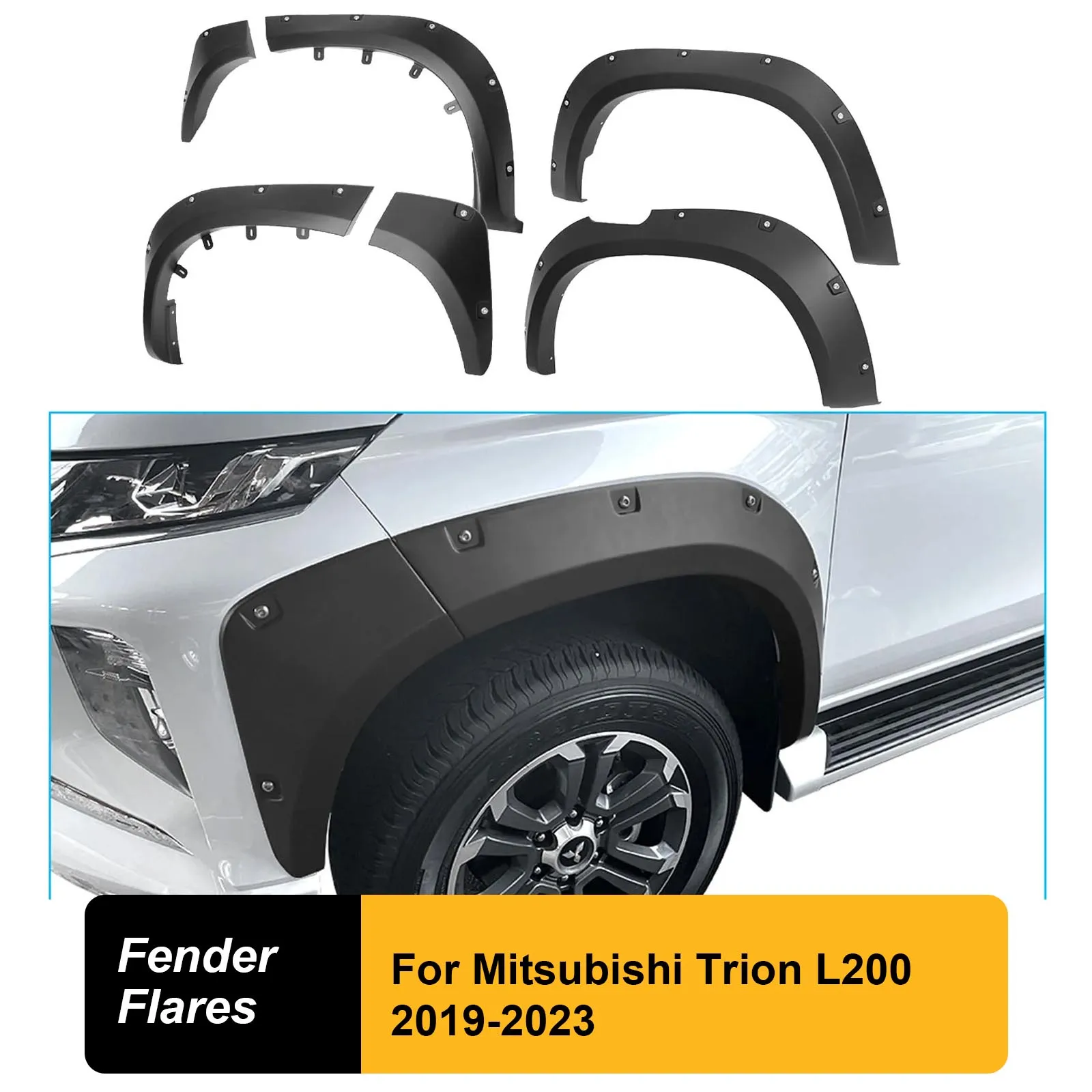 Fender Flares Wheel Arch with Nuts Style for Mitsubishi Trion L200 2019 2020 2021 2022 2023 Double Cabin Models 4X4 Car Styling