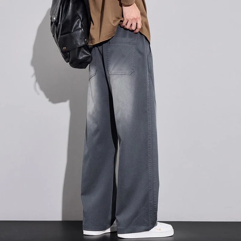 خمر الخريف الرجال سراويل تقليدية موضة واسعة فضفاضة مريحة مستقيم إسقاط مريحة الرباط Sweatpants الذكور السراويل #6