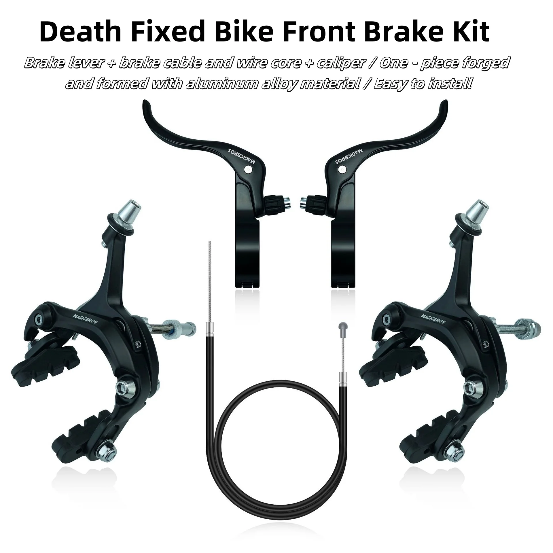 

MAGICBROS Alloy Fixie Bike Front Brake Kit with Caliper, Levers & Cable for Road Bicycle, Black (MG-D012)