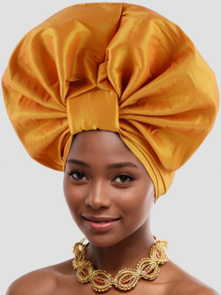 Ruffle Flower African Auto Gele Headtie Turban Cap Trendy Women Already Made Head Wraps Nigerian Wedding Geles Party Headpiece