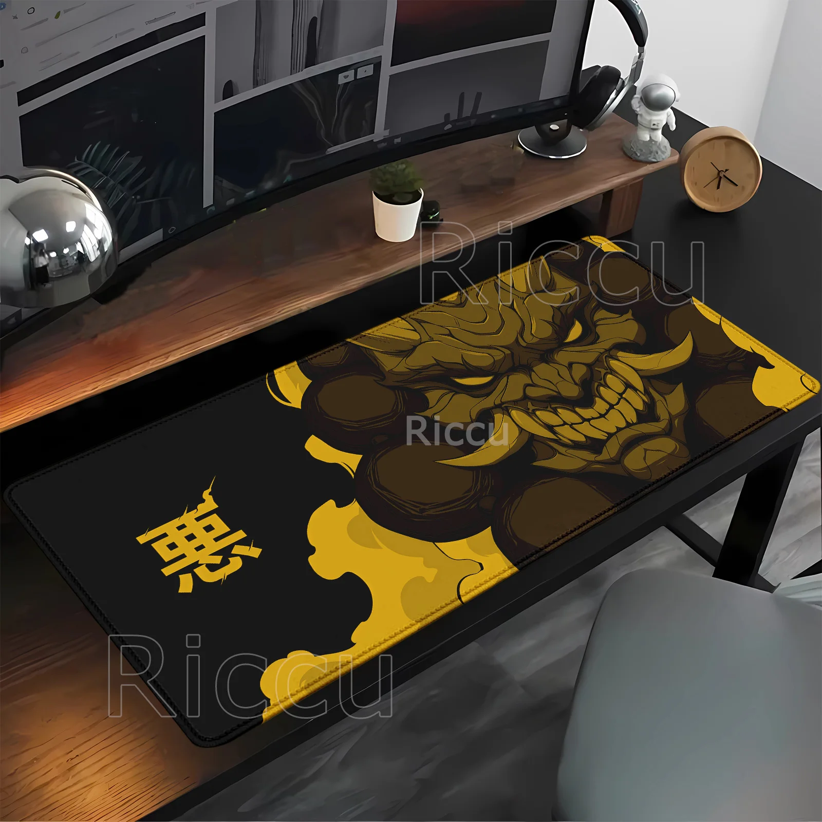 Japanese Samurai Ghost Face Non-slip Mouse Pad Gamer HD Print Devil Mask PC Gaming Mousepad office Accessories Game XXL Desk Mat