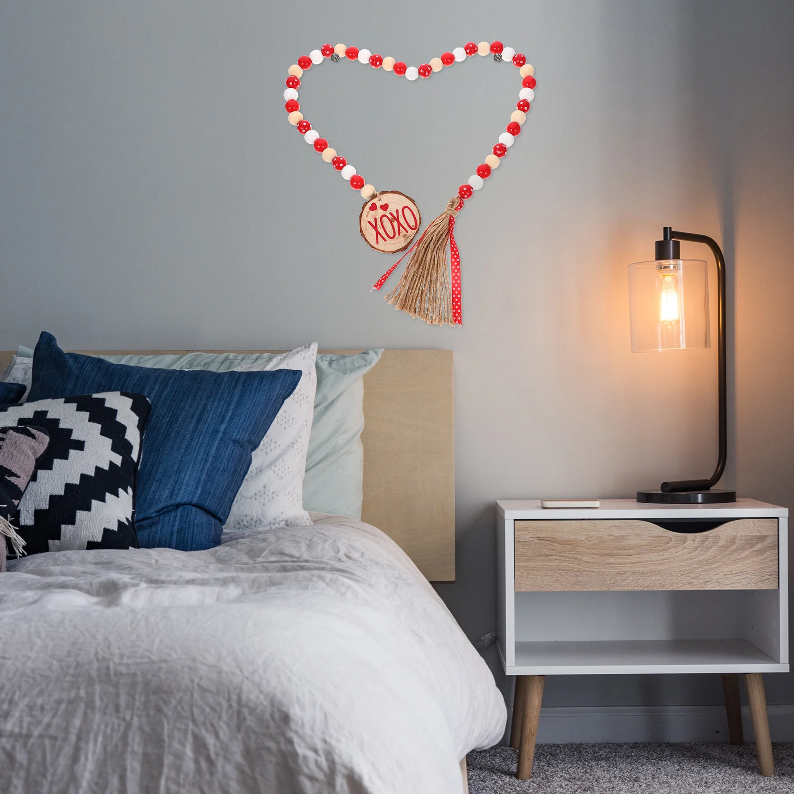 

Tassel Wood Bead Garland Hanging Decor for Home Wall Wedding Party Tiered Tray Decoration Farmhouse Bridal Shower Decor