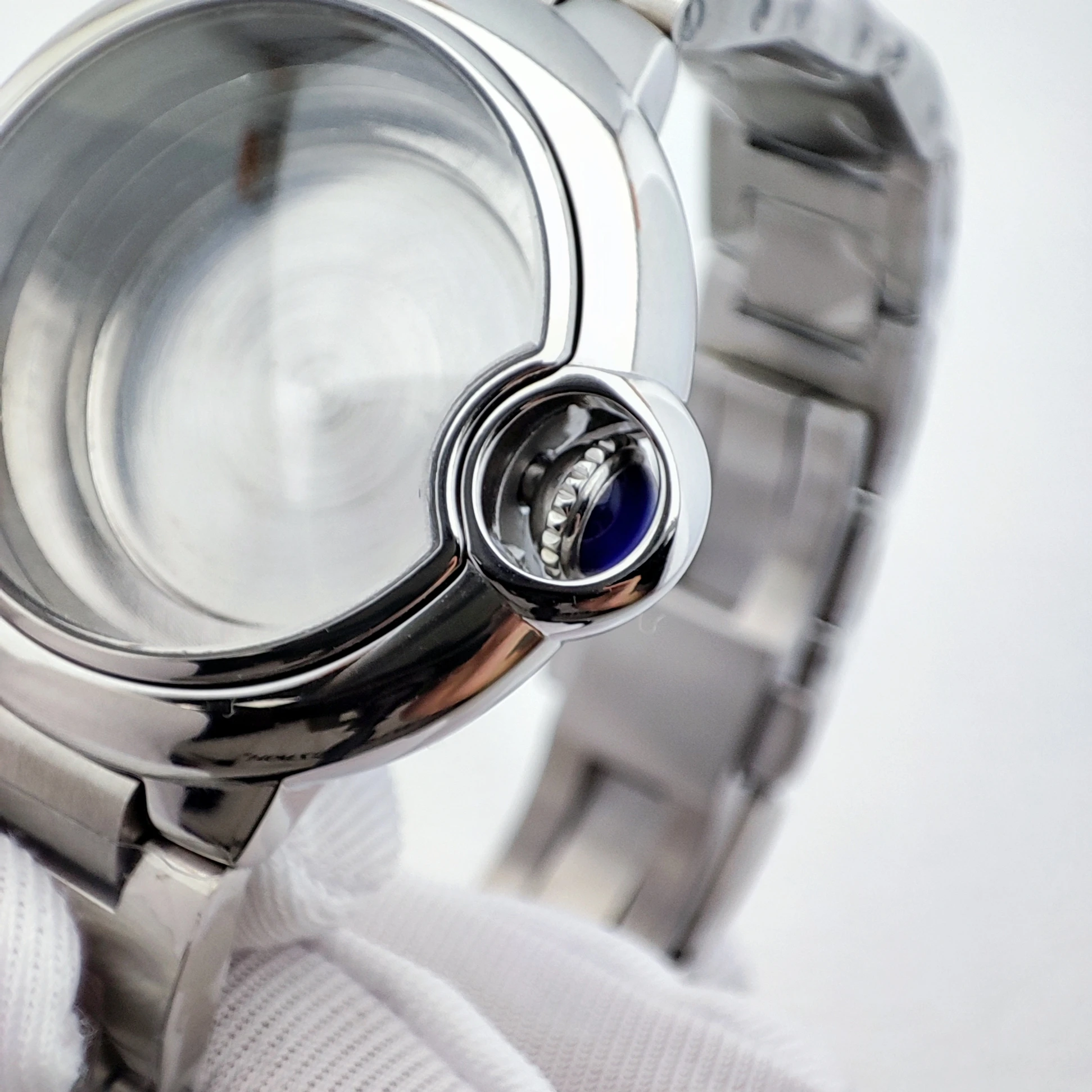 32 مللي متر حافظة ساعة السيدات تناسب ST6 ساعة يد تعمل بالحركة 42 مللي متر حافظة ساعة رجالي فاخرة ميوتا 8215 حافظة زجاجية قبة مزدوجة