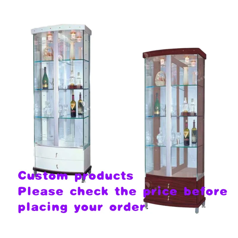 custom.Modern LED Light Glass Home Furniture Display Cabinet with 5+ Compartments & 20+ Shelves Living Room Wine Storage