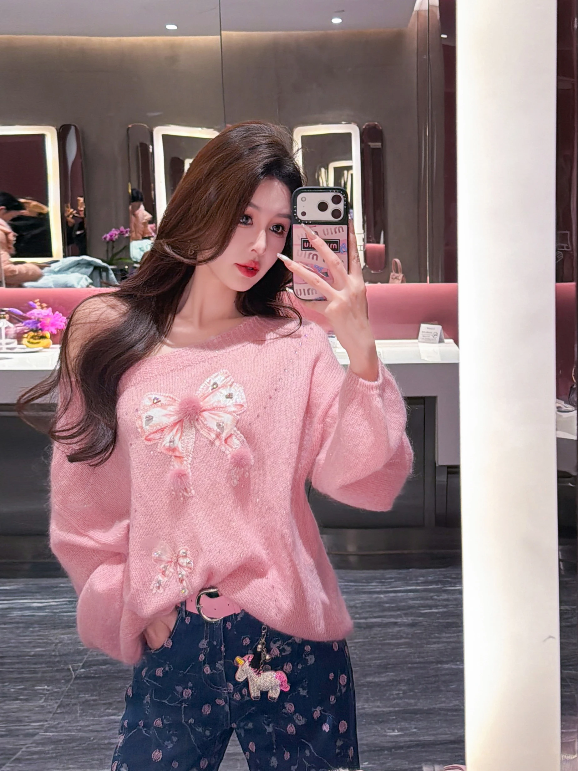 

Романтичный кардиган Dr Weaving из смесовой шерсти с узлом и стразами, свободного кроя, с длинными рукавами