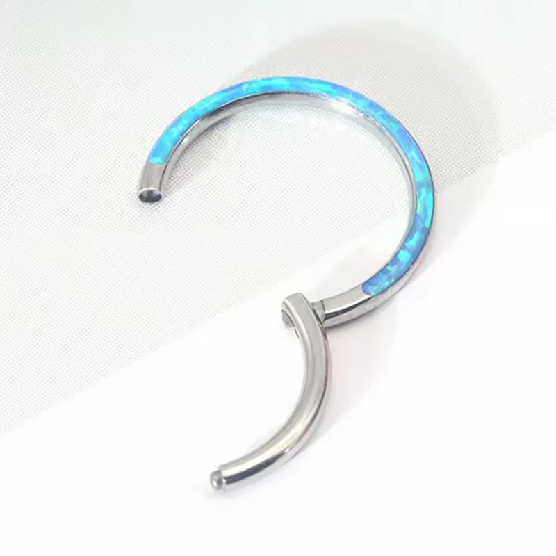 New Steel  Septum Piercing Nose Ring 8-10mm Opal Hinged Segment Clicker Ear Cartilage Earrings Helix Lip Piercing Body Jewelry