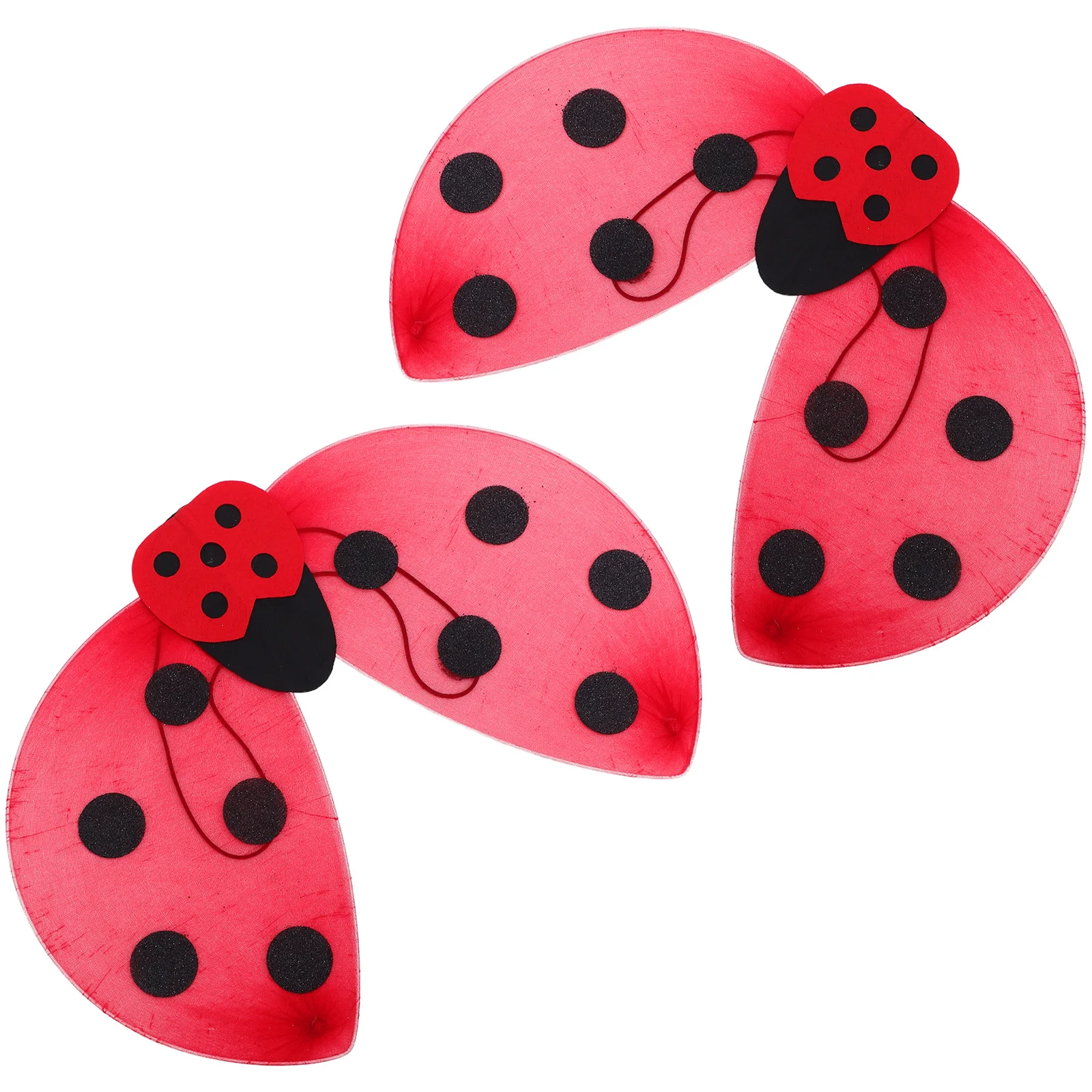

2Pcs Children Performance Props Kids Ladybug Wings Foldable Mesh Insect Costume Lightweight for Stage Party Cosplay Adventure