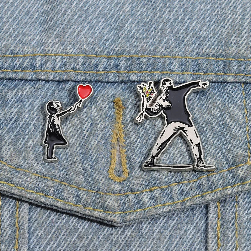 Vintage band peripheral Alloy brooch Cartoon love figure shape unisex clothing Badge Accessory pins wholesale gift to friends