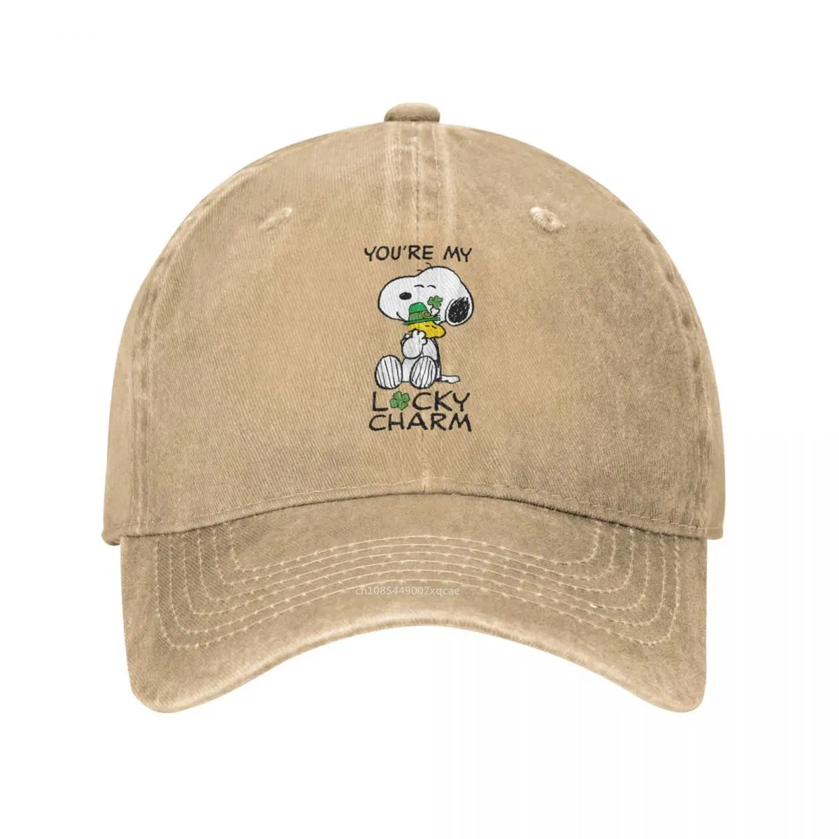 Peanuts St. Patrick's Snoopy Lucky Charm Clover Baseball Cap Distressed Cotton Hats Cap Vintage Outdoor Travel Gift Snapback Cap