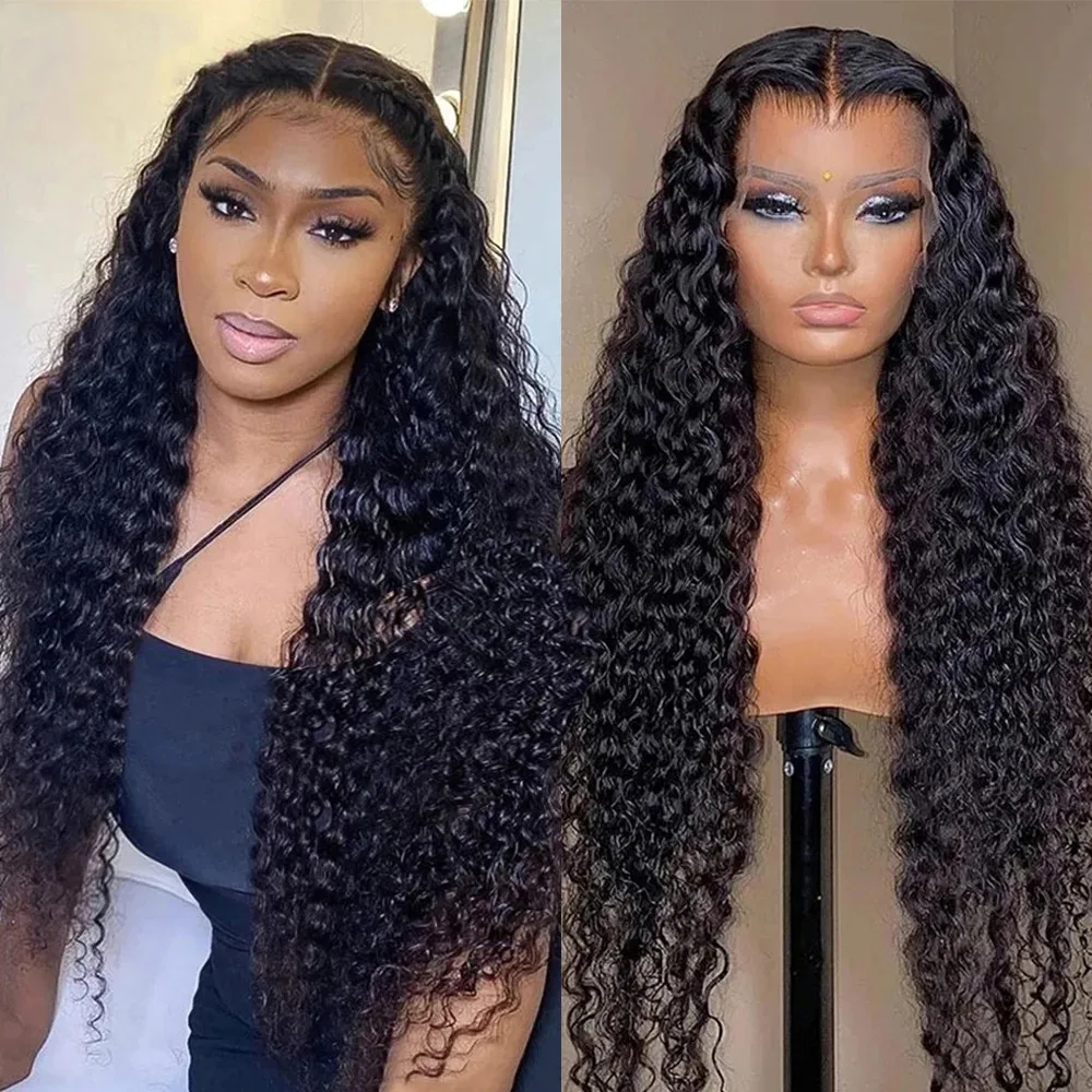 

Deep Wave Frontal Wig 13x4 13x6 180% HD Transparent Deep Curly Lace Front Human Hair Wigs Pre Plucked Lace Wigs For Black Women