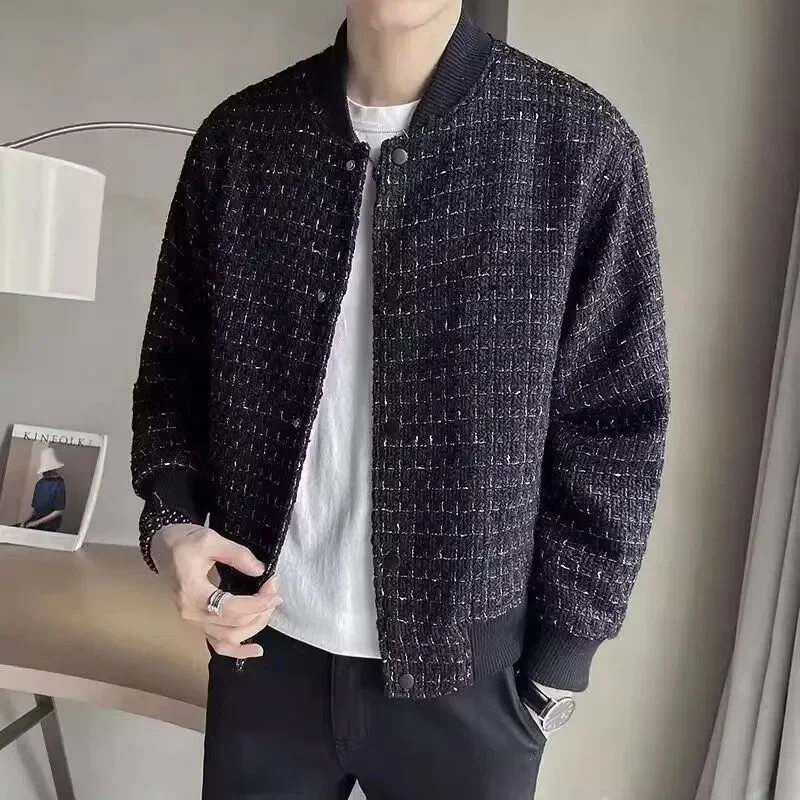 

Korean Style Autumn Winter New Style Men's Zipper Sweatshirt Jacket Fleece Lined Thickened Hooded Color Block Fashion Jacket Top