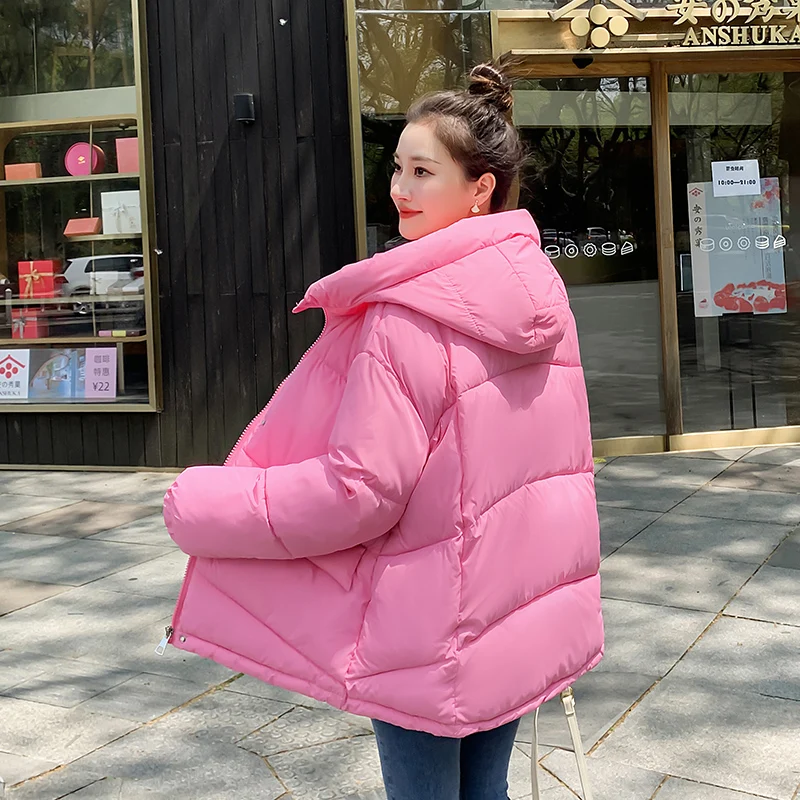 Autumn Winter Hooded Loose Casual Parka Women's Solid Color Coat Jackets for Fashion Warm Big Pocket Winter Coat Parkas