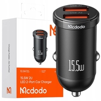 MCDODO STRONG FAST CAR CHARGER FOR PHONE SMALL 2X USB 15.5 W LED