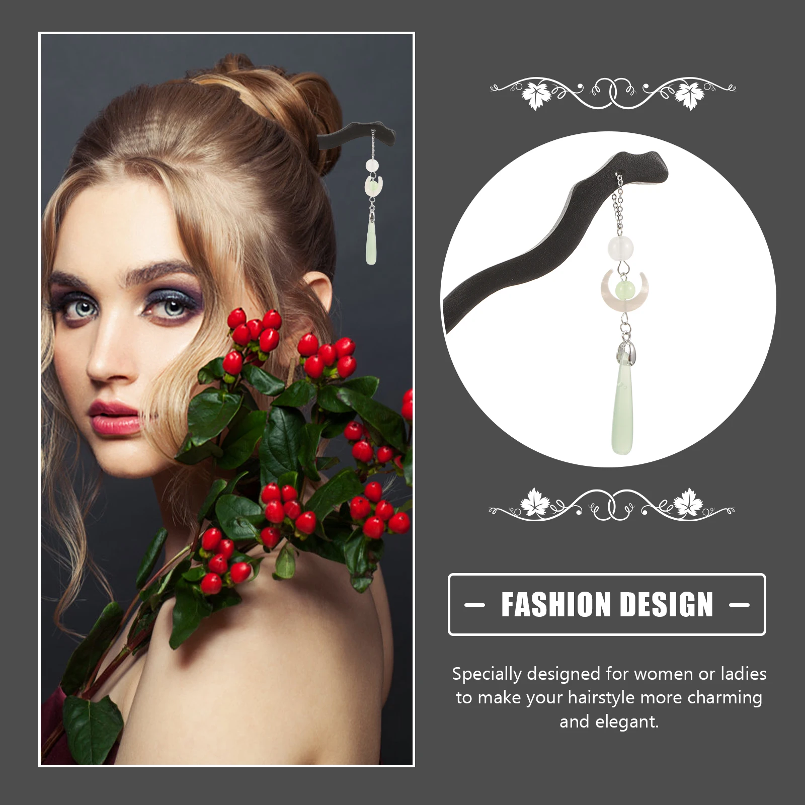 

Women Chopsticks Moon Bun Stick Chinese Hairpin Vintage Sticks Long Elegant Styling Accessories Lightweight Comfortable