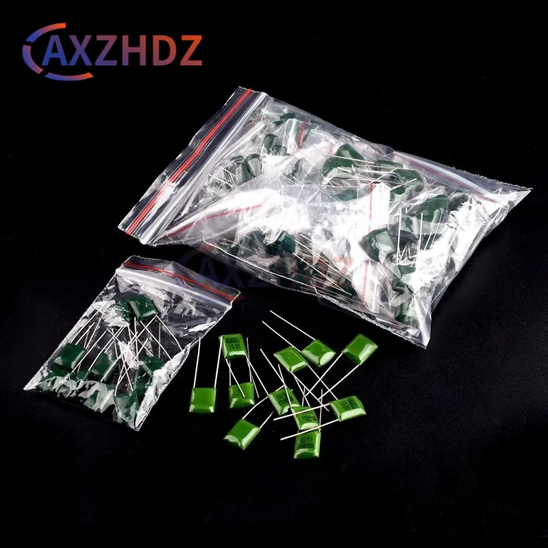 

180PCS Polyester Film Capacitor Kit 100V 1nF 1.5nF 2.2nF 100nF 2A102J 2A471J 2A222J 2A392J 2A332J 2A472J 2A103J 2A473J 2A563J