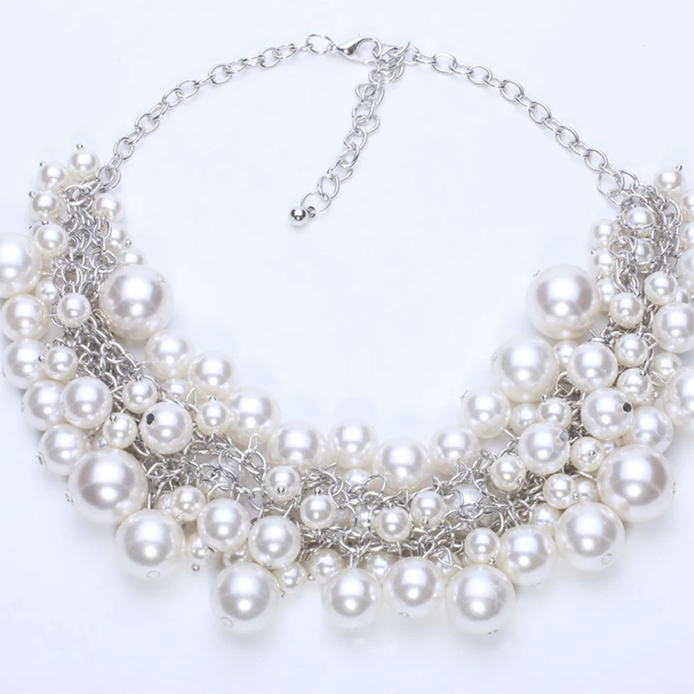

Pearl Pendant Necklace Pearls Costume Alloy White Necklaces for Woman