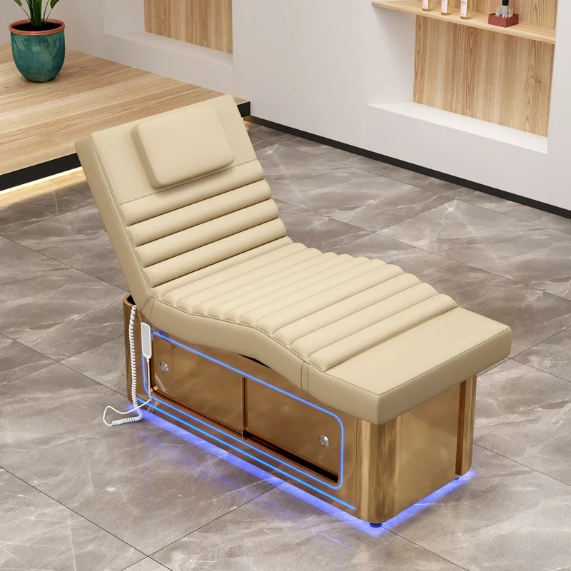 

Factory Luxury Electric Beauty Salon Foot Bed Nail Foot Bath Spa Pedicure Chair Table Led Lights With Drawers For Nail Salons
