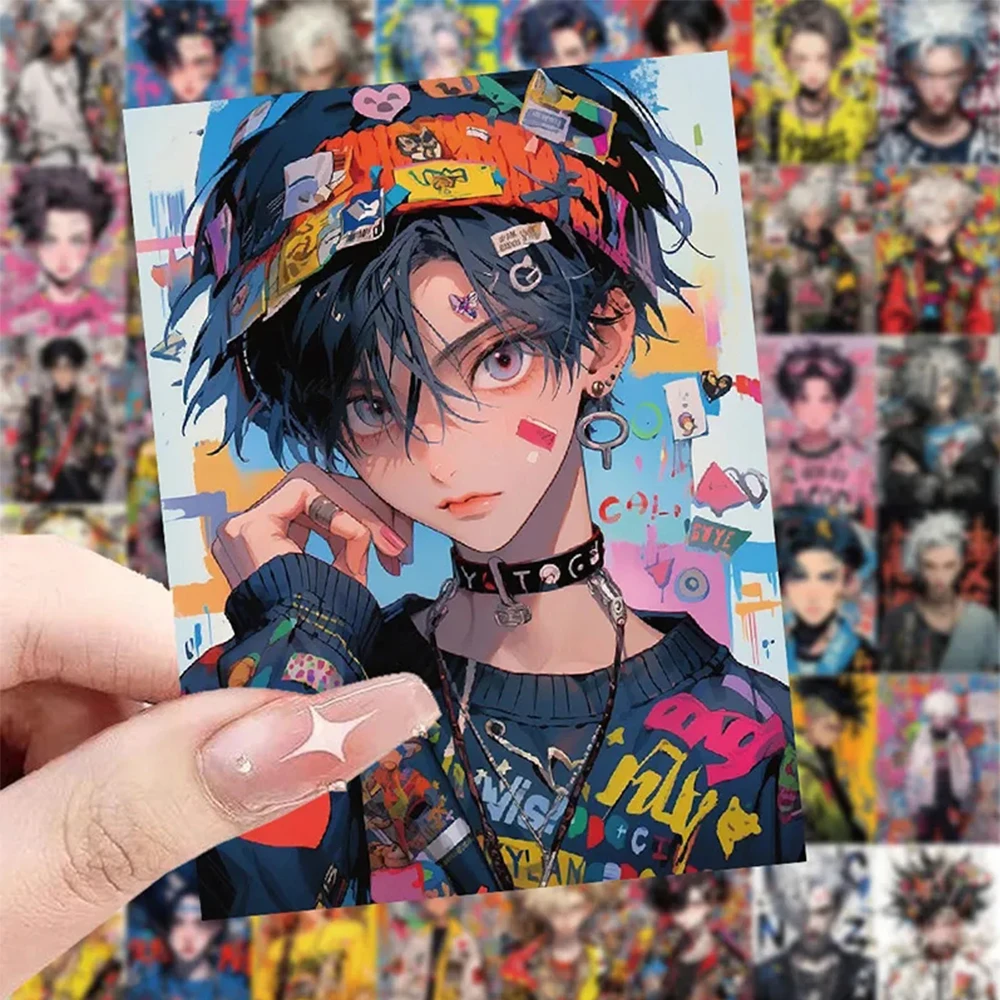 

10/30/63pcs Anime Cartoon Fashion Boy Dopamine Dressing Stickers for Laptop Phone Case Suitcase Cool Dcoration Graffiti Decals