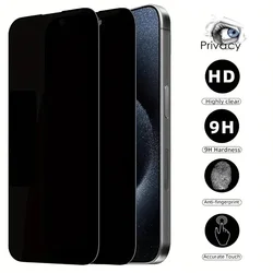 2Pcs Privacy Screen Protector For IPhone 11 12 13 Pro 14 15 Pro Max Plus Tempered Glass For IPhone16 Pro Max X XR XS Max Glass