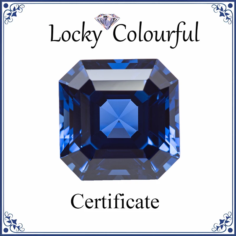 

Lab Grown Sapphire Asscher Shape Royal Blue Color Charms VVS1 DIY for Jewelry Making Rings Material Selectable AGL Certificate