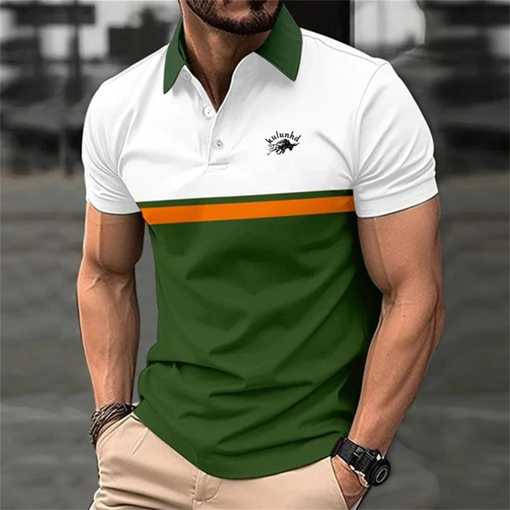 Men Quick Drying Polo Shirt New Summer Fashion Slim Fit Short Sleeve Spell Color Polo Shirts Men Sport Lapel Golf Polo Shirt