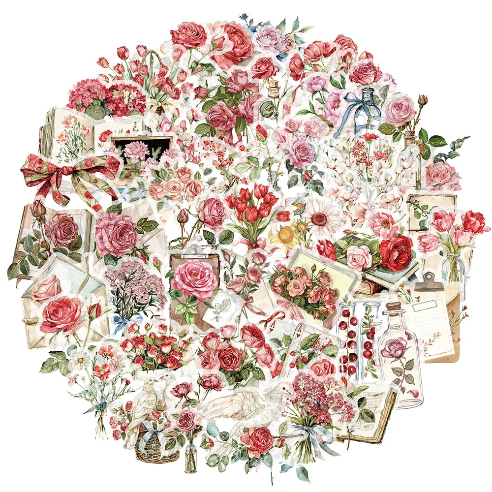 250PCS Fun Fashionable Flowers Stickers Nostalgia Skateboard Phone Laptop Luggage Cartoon Coffee Motorcycle Phone Sticker