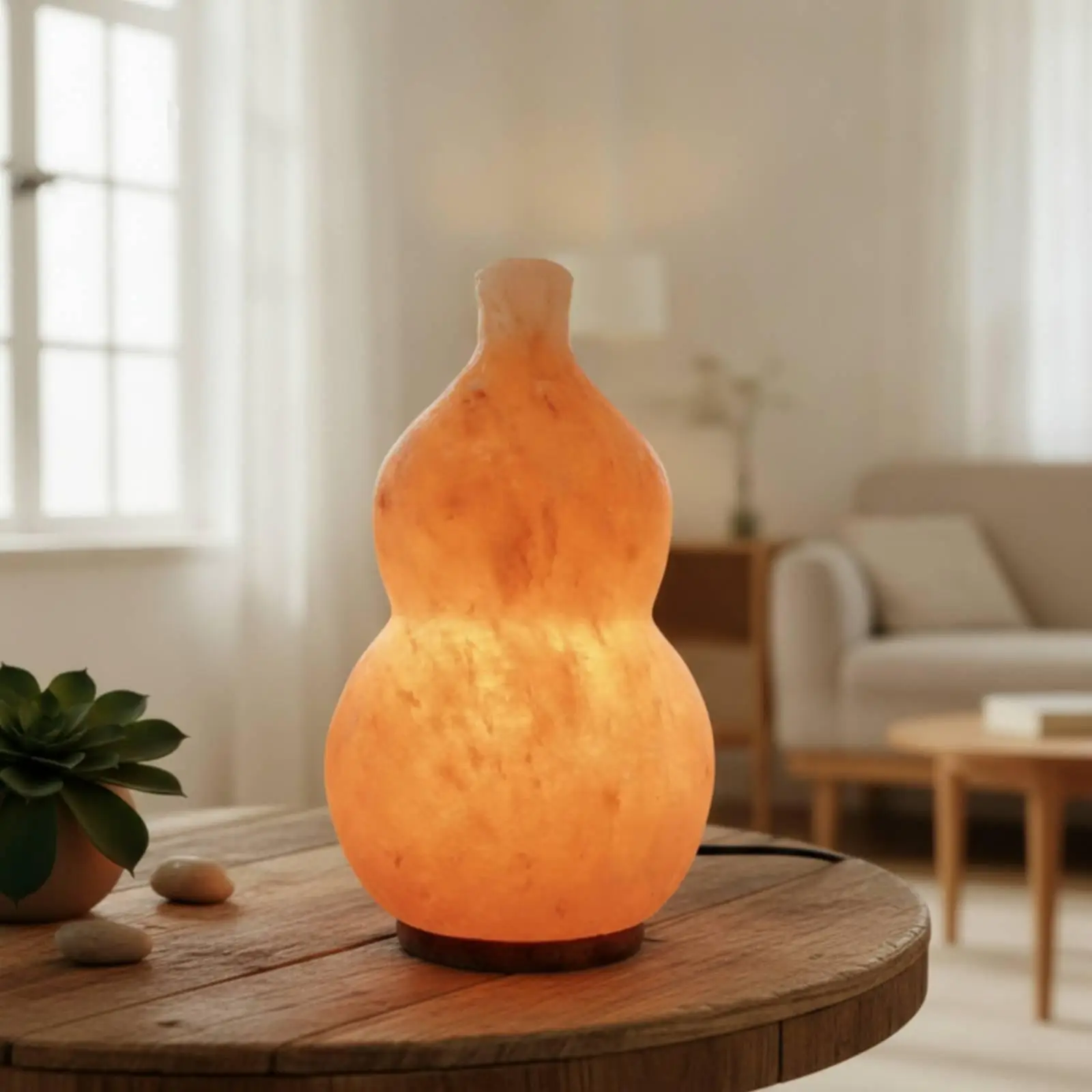 Gourd-Shaped Mineral Lamp Orange Crystalline Mineral Mineral Lamp Warm Night
