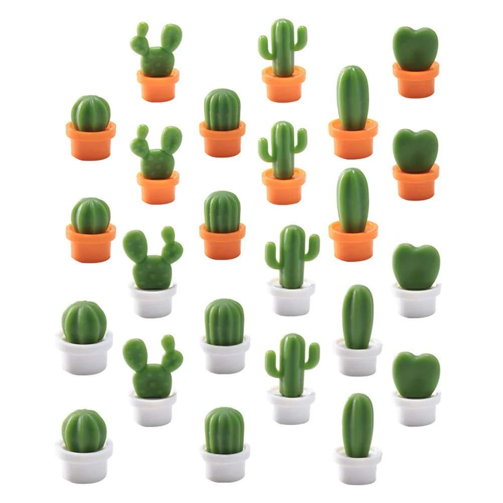 24Pcs Magnetic Fridge Creative Cactus Resin Stickers Kitchen Decorations Cartoon Refrigerator Decals