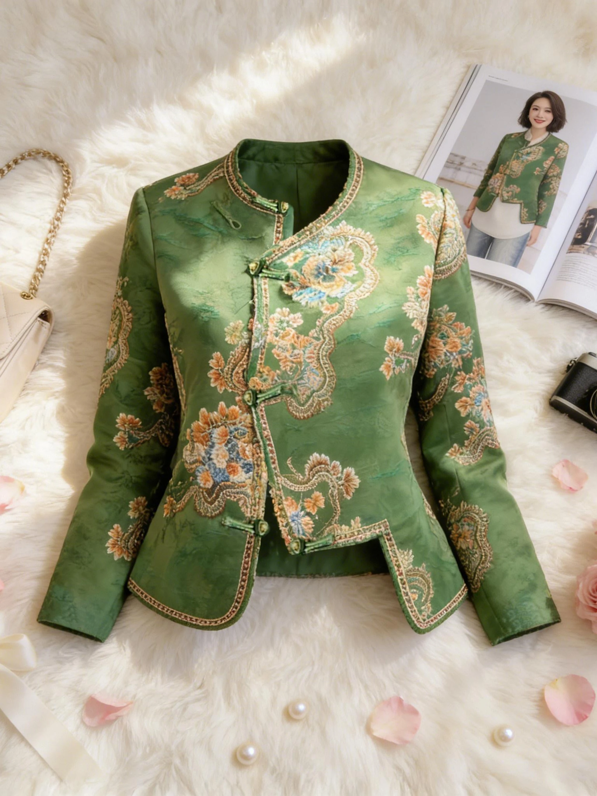 

New Women's Fashionable Chinese Style Shirt Button Design Loose Fit Long Sleeve Spring Early Season High End Feel Top